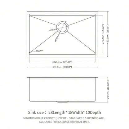 Gunmetal Black Workstation Kitchen Sink - 28x 18x 10 Single Bowl Workstation Undermount Kitchen Sink 16 Gauge Stainless Steel