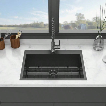 25 Kitchen Sink Drop In - 25x22 Gunmetal Black Drop In Topmount 16 Gauge Stainless Steel Kitchen Sink