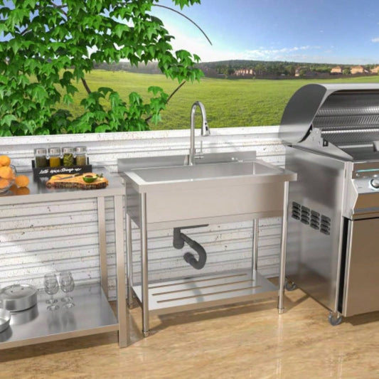 21Dx 36x 35.5H Stainless Steel Large Utility Sink Single Bowl, Freestanding Commercial Restaurant Sink with Pull - Out Faucet, Utility Sink Laundry Room, Garage, Kitchen