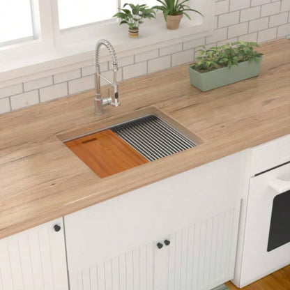 Laundry Workstation Sink - 24x 18x 13 Undermount Workstation Laundry Utility Sink Deep Single Bowl 16 Gauge Stainless Steel Laundry Tub Sinks