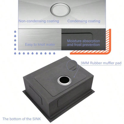 Single Bowl Undermount Workstation Kitchen Sink - 23x19x 10 Inch 16 Gauge Stainless Steel Deep Sink