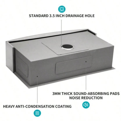 33 Farmhouse Sink - 33 Inch Kitchen Sink Stainless Steel 16 gauge Apron Front Kitchen Sink