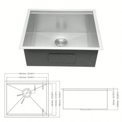 Single Bowl Undermount Workstation Kitchen Sink - 23x19x 10 Inch 16 Gauge Stainless Steel Deep Sink