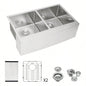 Double Bowl 50/50 Farmhouse Sink - 33x21x10 Stainless Steel Apron Front Kitchen Sink 16 Gauge with Two 10 Deep Basin