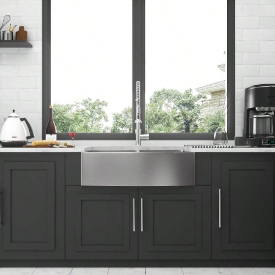 Double Bowl 50/50 Farmhouse Sink - 33x21x10 Stainless Steel Apron Front Kitchen Sink 16 Gauge with Two 10 Deep Basin