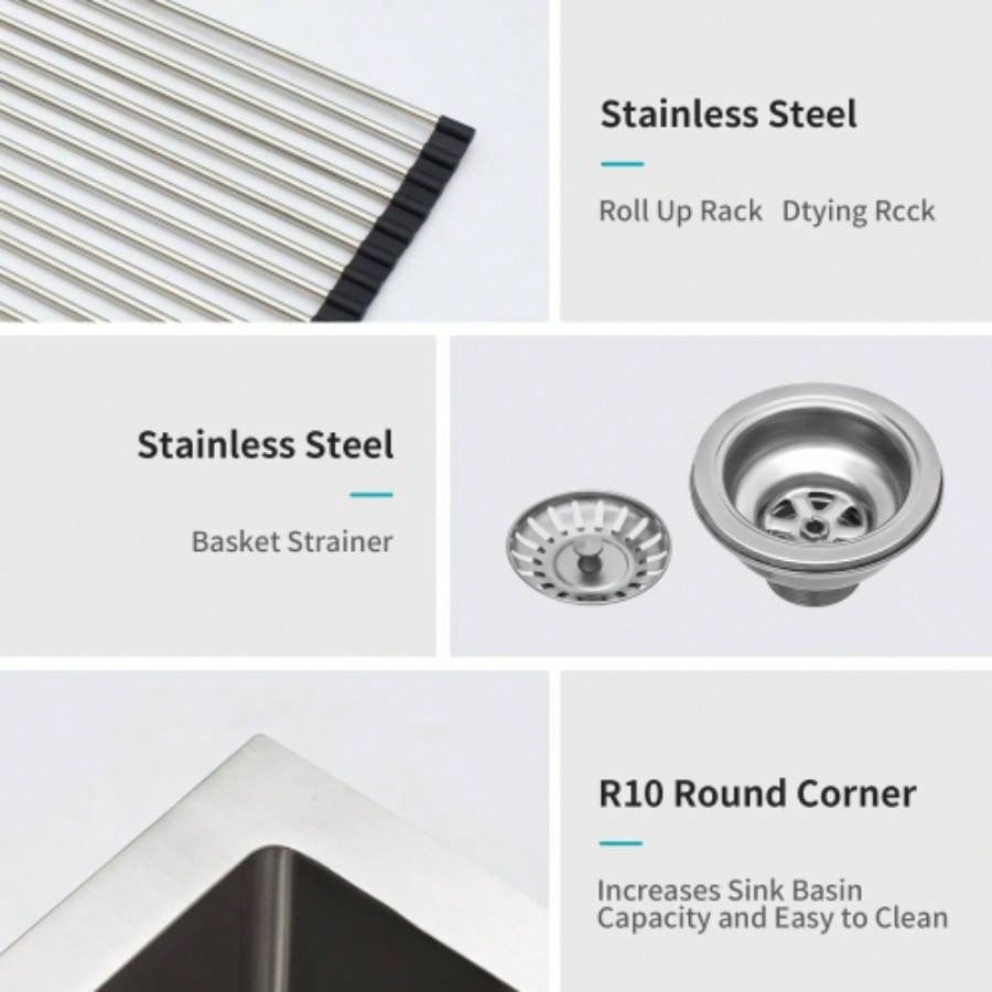 Double Bowl 50/50 Farmhouse Sink - 33x21x10 Stainless Steel Apron Front Kitchen Sink 16 Gauge with Two 10 Deep Basin