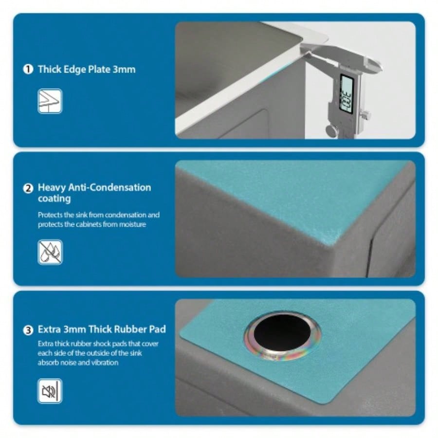 Double Bowl50/50 Undermount Sink - 36x 19 Double Bowl Kitchen Sink 16 Gauge with Two 10 Deep Basin