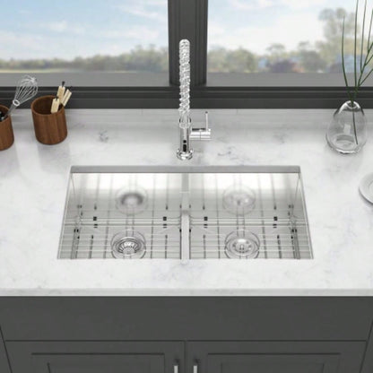 Double Bowl50/50 Undermount Sink - 36x 19 Double Bowl Kitchen Sink 16 Gauge with Two 10 Deep Basin