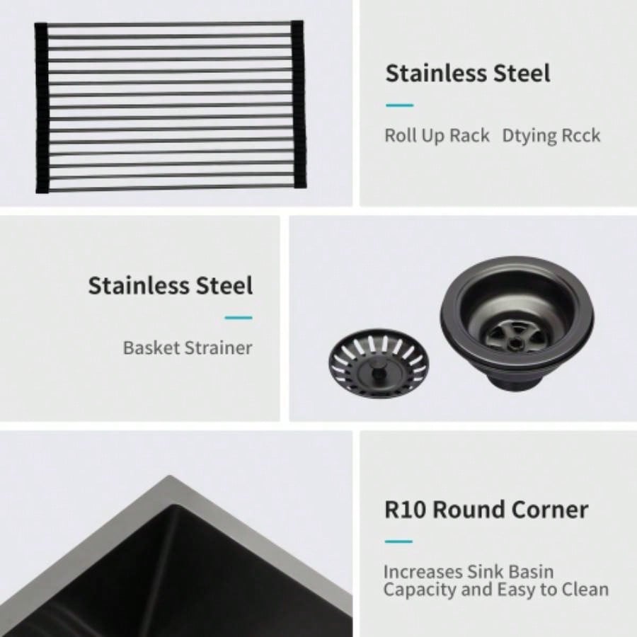 Gunmetal Black Double Bowl 60/40 Farmhouse Sink - 36x21x10Stainless Steel Apron Front Kitchen Sink 16 Gauge with Two 10 Deep Basin