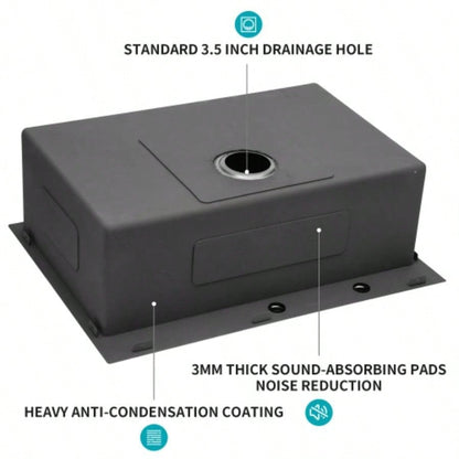 33x22 inch Kitchen Sink Drop In Gunmetal Black 16 Gauge Stainless Steel 33 Single Bowl Topmount Kitchen Sink Basin