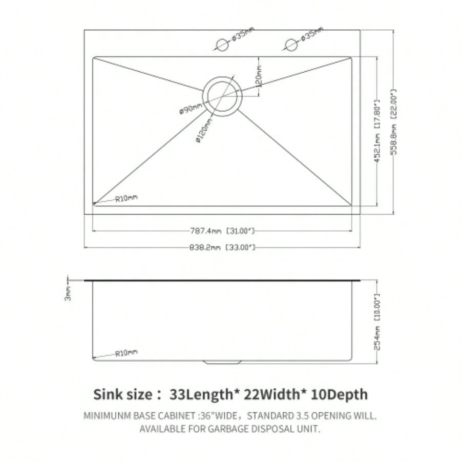 33x22 inch Kitchen Sink Drop In Gunmetal Black 16 Gauge Stainless Steel 33 Single Bowl Topmount Kitchen Sink Basin