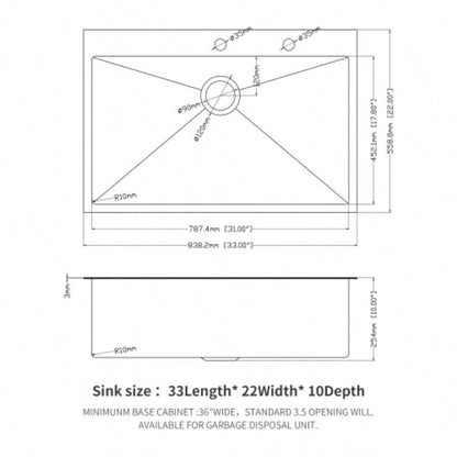 33x22 inch Kitchen Sink Drop In Gunmetal Black 16 Gauge Stainless Steel 33 Single Bowl Topmount Kitchen Sink Basin