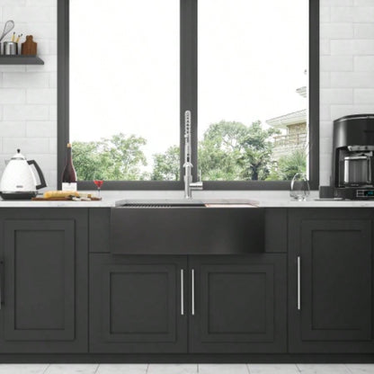 33 Black Farmhouse Sink Workstation - 33 Inch Kitchen Sink Gunmetal Black Stainless Steel 16 gauge Apron Front Kitchen Sink