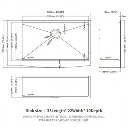 33 Black Farmhouse Sink Workstation - 33 Inch Kitchen Sink Gunmetal Black Stainless Steel 16 gauge Apron Front Kitchen Sink