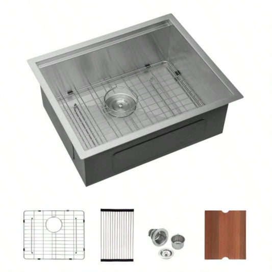 Laundry Workstation Sink - 21x 19x 13 Undermount Workstation Laundry Utility Sink Deep Single Bowl 16 Gauge Stainless Steel Laundry Tub Sinks