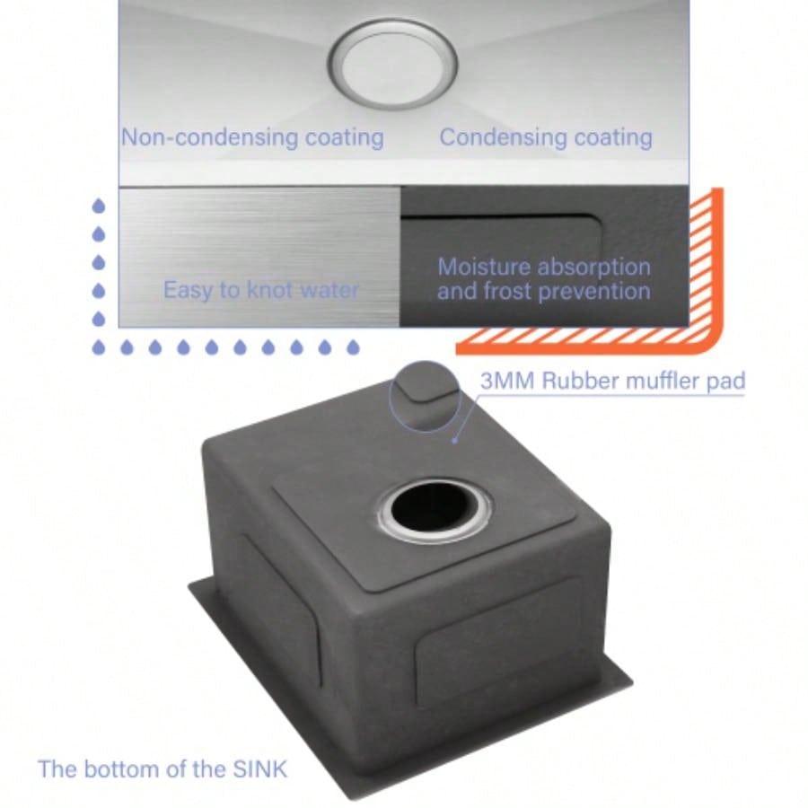 17 Inch Undermount Sink - 17x19x10 16 Gauge Single Bowl Kitchen Sink 10 Inch Deep Bar/Prep Sink Basin