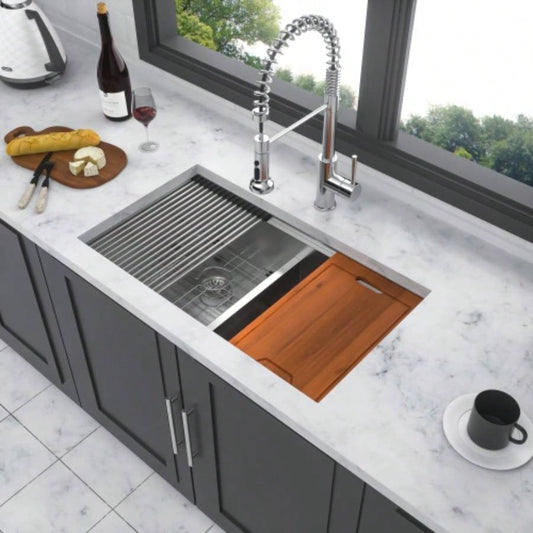 Double Bowl 50/50 Undermount Kitchen Sink - 33x19 Stainless Steel 16 Gauge with Two 10 Deep Basin