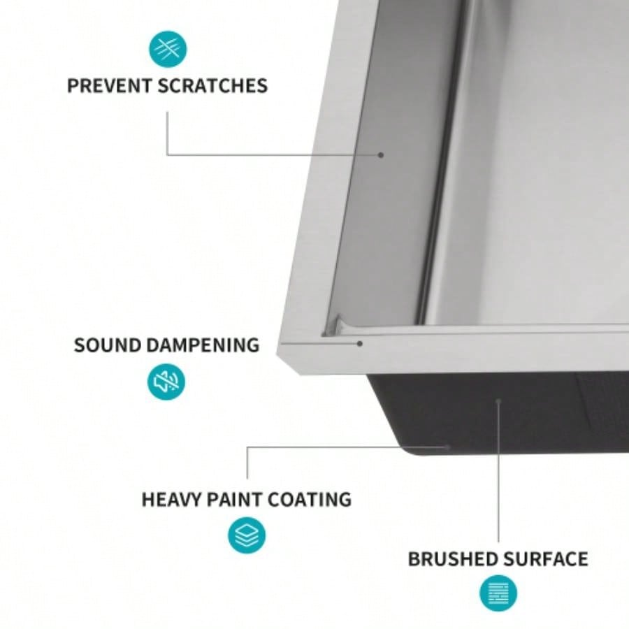 45x19 Inch Single Bowl Undermount Workstation Kitchen Sink - 16 Gauge Stainless Steel Deep Sink