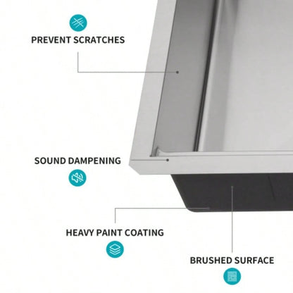 45x19 Inch Single Bowl Undermount Workstation Kitchen Sink - 16 Gauge Stainless Steel Deep Sink