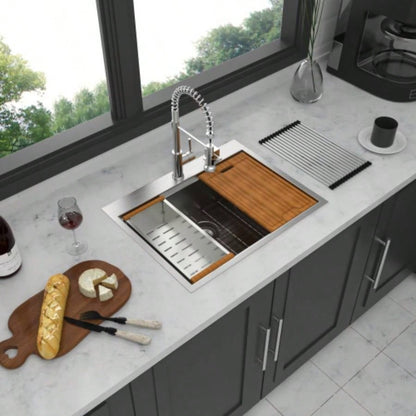 28 Inch Drop in Kitchen Sink - 28x 22 Kitchen Sink Stainless Steel 16 Gauge Workstation Sink Drop - in Topmount Single Bowl Kitchen Sink