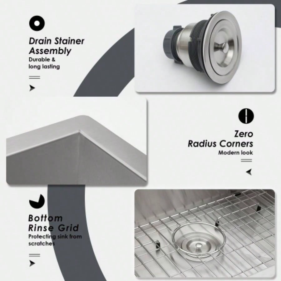 25 Inch Undermount Sink - 25x22x9 Undermount Stainless Steel Kitchen Sink 16 Gauge 9 Inch Deep Single Bowl Kitchen Sink Basin