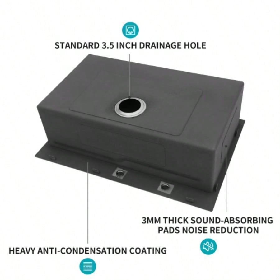33 Drop in Kitchen Sink - 33*22 inch Kitchen Sink Drop - in Topmount Single Bowl 16 Gauge Stainless Steel Ledge Workstation Kitchen Sinks