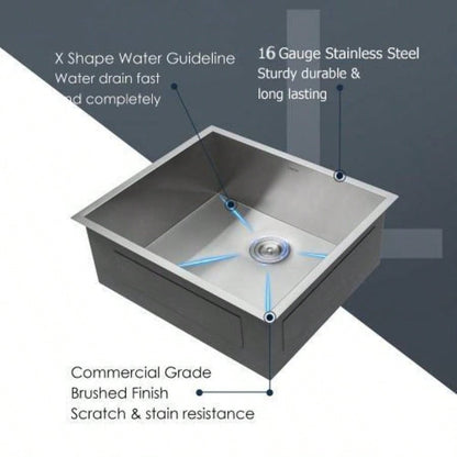25 Inch Undermount Sink - 25x22x9 Undermount Stainless Steel Kitchen Sink 16 Gauge 9 Inch Deep Single Bowl Kitchen Sink Basin