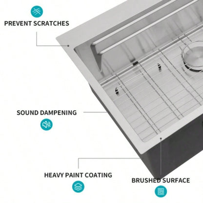 33 Drop in Kitchen Sink - 33*22 inch Kitchen Sink Drop - in Topmount Single Bowl 16 Gauge Stainless Steel Ledge Workstation Kitchen Sinks
