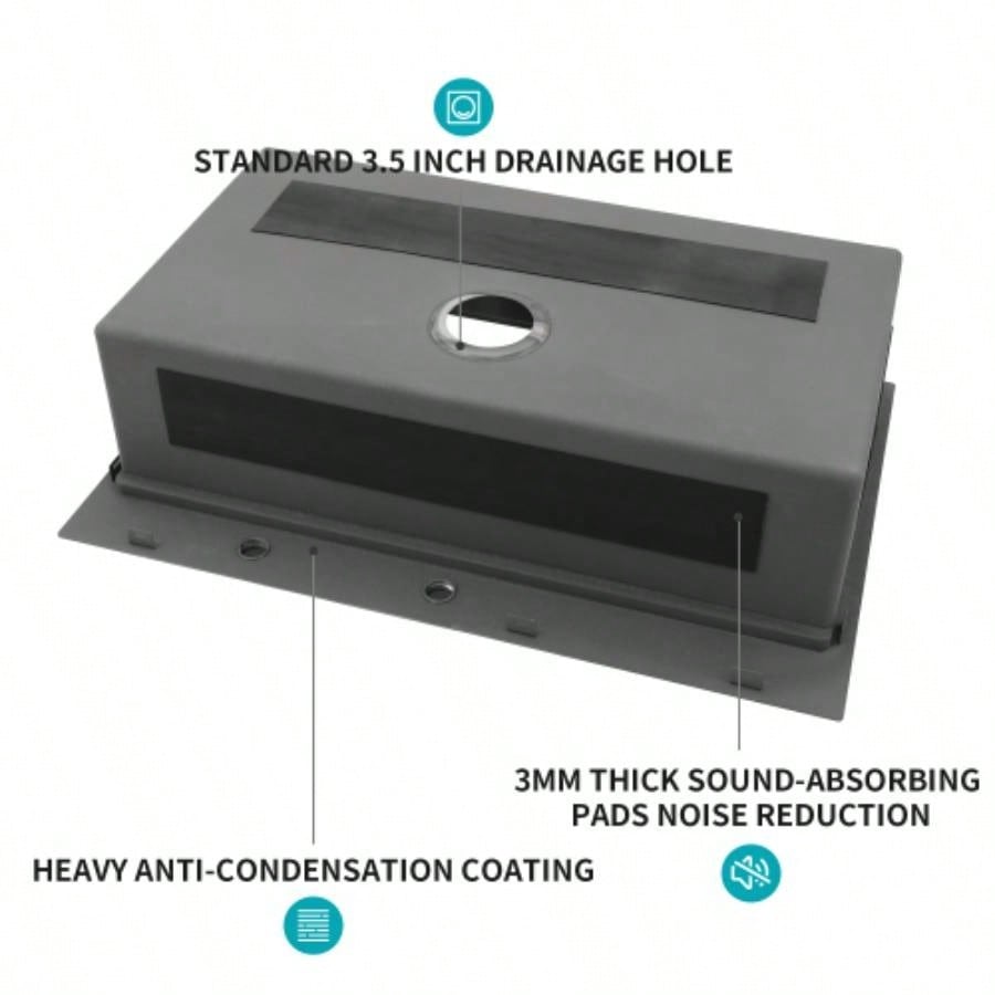 33 Drop in Kitchen Sink - 33*22 inch Gunmetal Black Kitchen Sink Topmount Single Bowl 16 Gauge Stainless Steel Ledge Workstation Kitchen Sinks