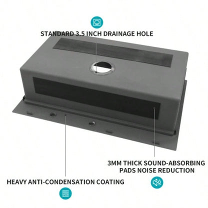 33 Drop in Kitchen Sink - 33*22 inch Gunmetal Black Kitchen Sink Topmount Single Bowl 16 Gauge Stainless Steel Ledge Workstation Kitchen Sinks