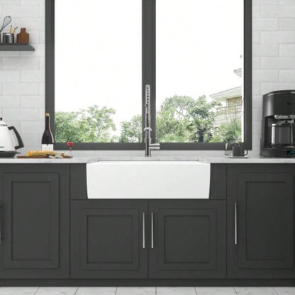 White Farmhouse Sink - 36 inch White Ceramic Single Bowl Farm Kitchen Sink
