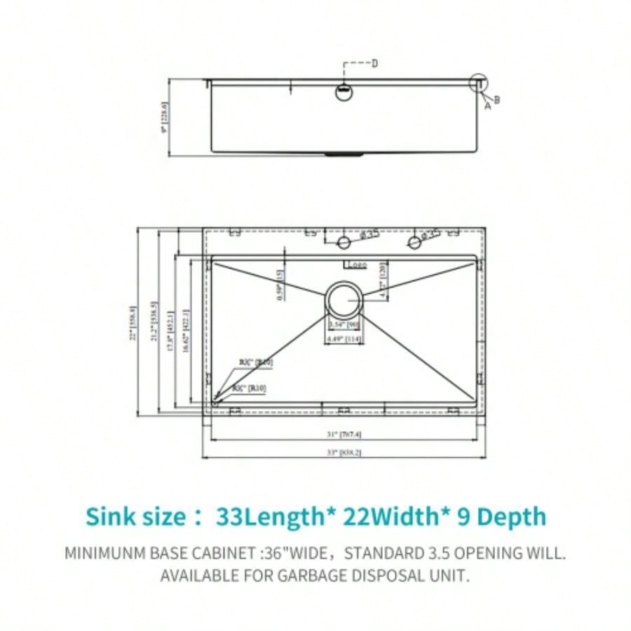 33 Drop in Kitchen Sink - 33*22 inch Gunmetal Black Kitchen Sink Topmount Single Bowl 16 Gauge Stainless Steel Ledge Workstation Kitchen Sinks