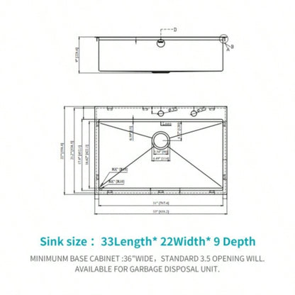 33 Drop in Kitchen Sink - 33*22 inch Gunmetal Black Kitchen Sink Topmount Single Bowl 16 Gauge Stainless Steel Ledge Workstation Kitchen Sinks