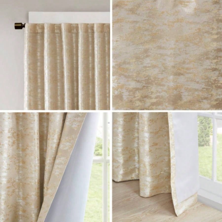 Jacquard Lined Total Blackout Rod Pocket/Back Tab Curtain PanelOnly 1 Pc Panel
