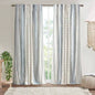Cotton Printed Curtain Panel with Chenille Stripe and Lining White/Navy 50x95