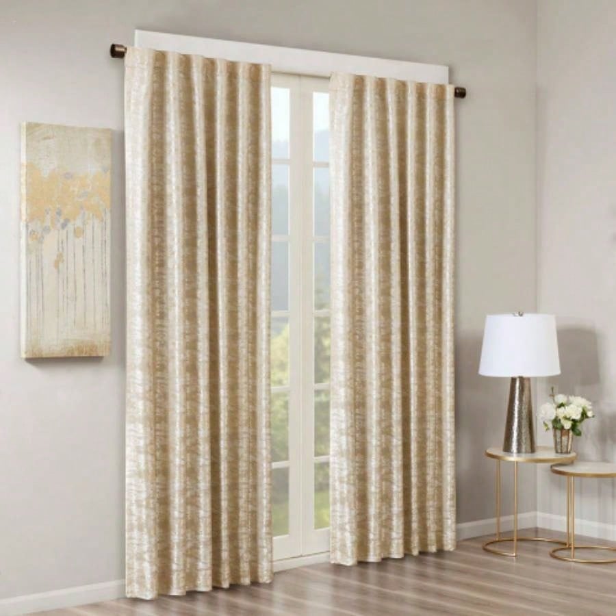 Jacquard Lined Total Blackout Rod Pocket/Back Tab Curtain PanelOnly 1 Pc Panel