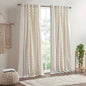 Cotton Printed Curtain Panel with Chenille Stripe and Lining Ivory 50x95