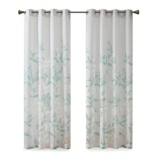 Burnout Printed Curtain Panel Pair2 Pcs Window Panels