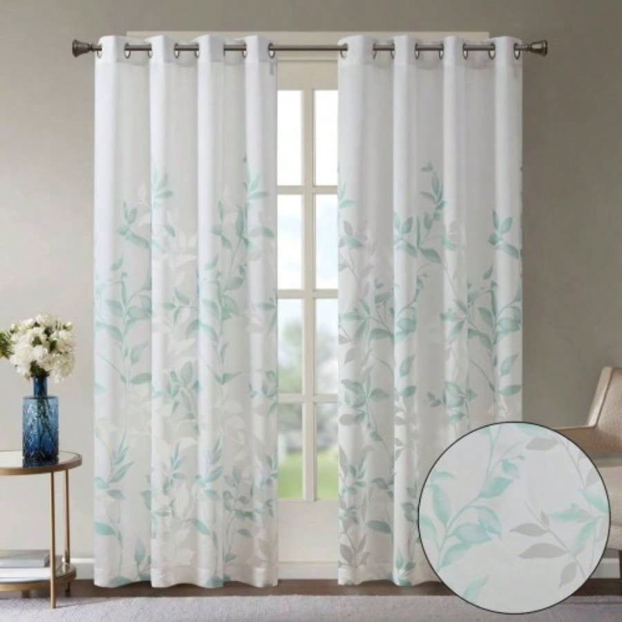 Burnout Printed Curtain Panel Pair2 Pcs Window Panels
