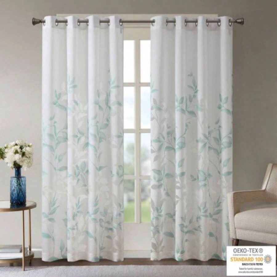Burnout Printed Curtain Panel Pair2 Pcs Window Panels