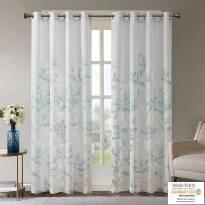 Burnout Printed Curtain Panel Pair2 Pcs Window Panels