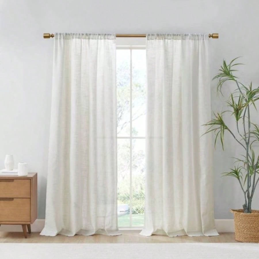 Linen Blend Light Filtering Curtain Panel Pair2 Pcs Window Panels