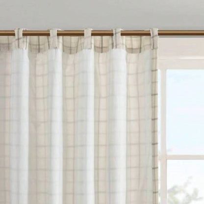 1 PCS 50x108 Plaid Rod Pocket and Back Tab Curtain Panel with Fleece Lining Natural
