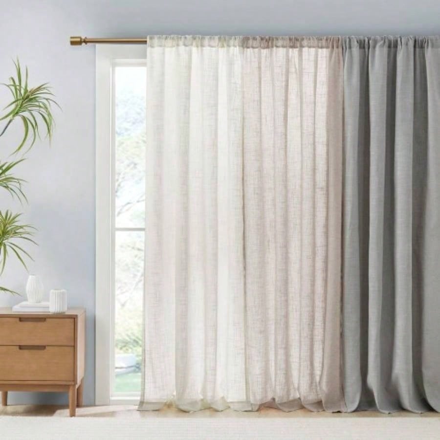 Linen Blend Light Filtering Curtain Panel Pair2 Pcs Window Panels