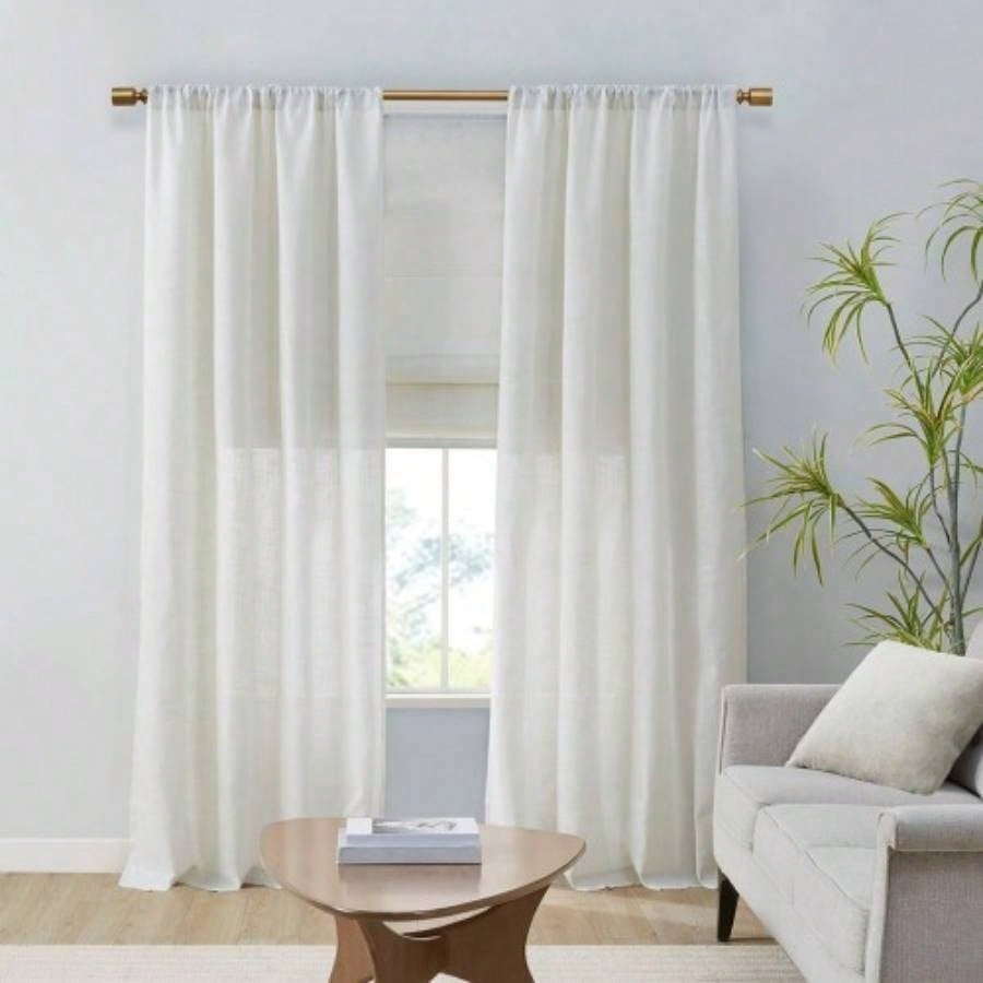 Linen Blend Light Filtering Curtain Panel Pair2 Pcs Window Panels