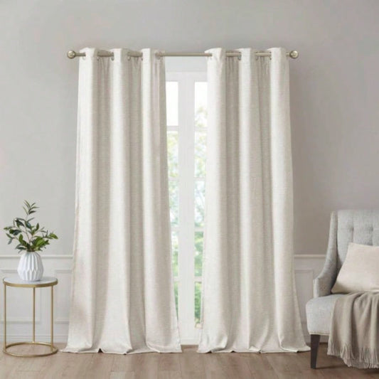 Tonal Printed Faux Silk Total Blackout Curtain Panel Pair2 Pcs Window Panels