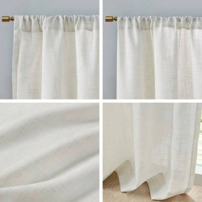 Linen Blend Light Filtering Curtain Panel Pair2 Pcs Window Panels