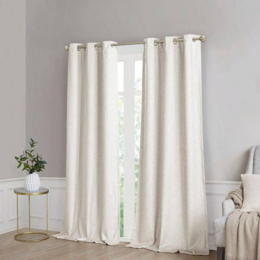 Tonal Printed Faux Silk Total Blackout Curtain Panel Pair2 Pcs Window Panels