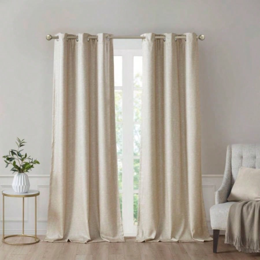Tonal Printed Faux Silk Total Blackout Curtain Panel Pair2 Pcs Window Panels