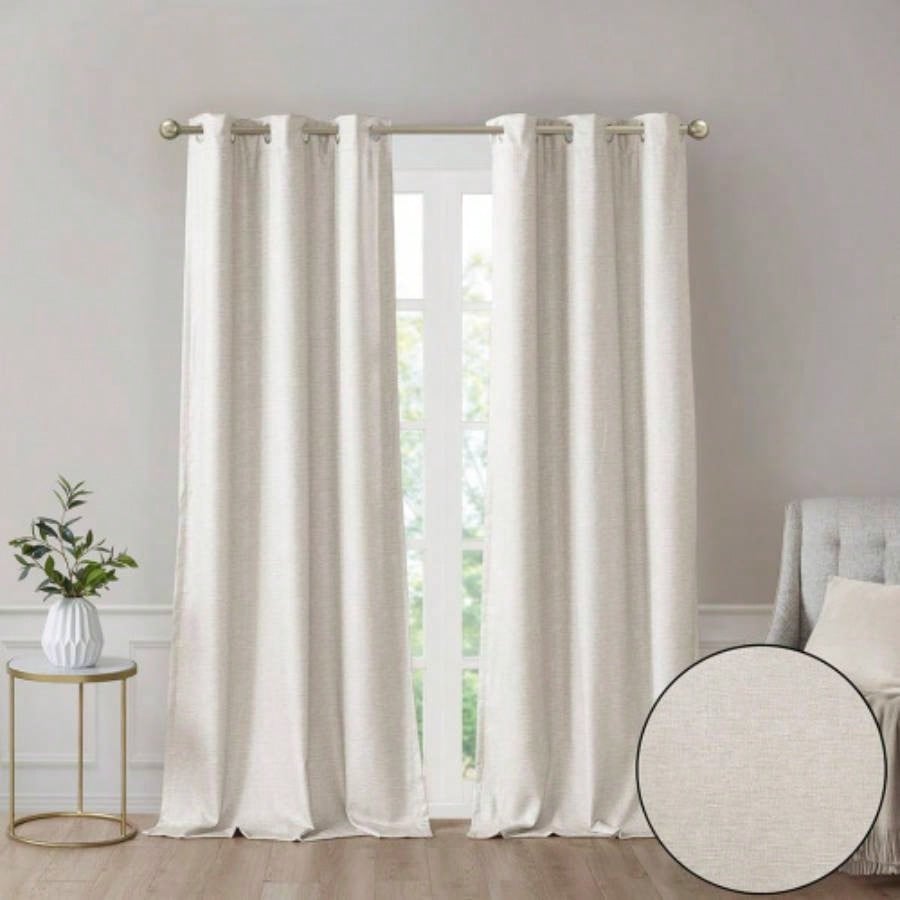 Tonal Printed Faux Silk Total Blackout Curtain Panel Pair2 Pcs Window Panels